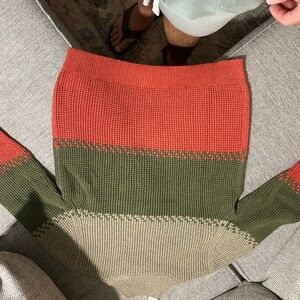 Colorblock Sweater in Orange and Green